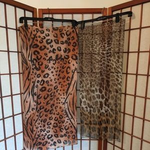 Two Vintage Animal Print Scarves